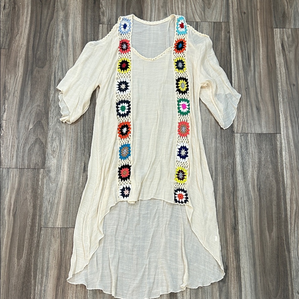 Boho Cream Crochet Accent Top